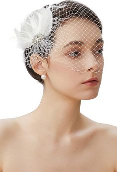 BABEYOND Veil Fascinator Hat for Women Feather Fascinators Hair Clip with Removable Veil Tea Party Hat Bridal Wedding at Amazon Women’s Clothing store Veil Fascinator, Veil Crystal, Fascinator Hair, Black Fascinator, Feather Fascinator, Feather Hair Clips, Feather Hair