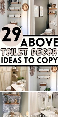 above toilet decor ideas Above Toilet Decor, Toilet Decor Ideas, Small Rental Bathroom, Rental House Decorating, Cabinet Above Toilet, Decorating Bathroom Shelves, Gray Wallpaper Bathroom, Creative Shelving, Above Toilet