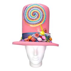 Candy World Hat - Foam Party Hats Inc Halloween Party Felt Hat, Fun Brimmed Costume Hats For Parties, Novelty Brimmed Costume Accessories For Party, Fun Wide Brim Party Costume Hats And Headpieces, Fun Wide Brim Costume Hats And Headpieces For Party, Fun Costume Hats For Birthday, Pink Fun Costume Hats For Party, Pink Fun Costume Hats And Headpieces For Party, Halloween Party Costume Hat With High Crown