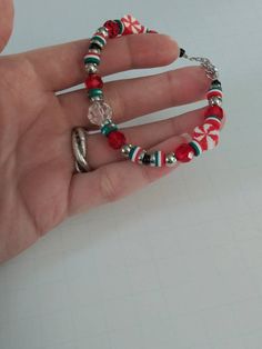 Cute Red Bracelet Jewelry, Gift Polymer Clay Beaded Jewelry, Cute Red Bracelets For Gifts, Cute Red Bracelets For Gift, Cute Red Bracelets As Gift, Cute Handmade Christmas Jewelry, Cute Handmade Jewelry For Christmas, Red Polymer Clay Jewelry For Gifts, Red Polymer Clay Jewelry For Gift