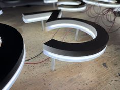 LED backlit modern house numbers.  Brushed finish.  Made in the USA. Lighted Address Numbers, Diy Backlit House Numbers, Concrete Modern House, Backlit House Numbers, Lakehouse Exterior, Led House Numbers, House Numbers Diy