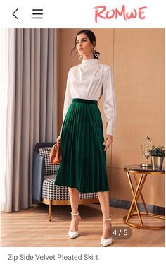 Velvet Pleated Skirt, Pleated Skirt Outfit, Velvet Skirt, Big Screen, Dress Code, Fall Outfit, Skirt Outfits, Dress Codes, Pleated Skirt