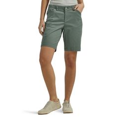 Love the length of Lees 9 Chino shorts. These shorts are crafted in a cotton stretch fabric that offers an effortless, move-with-you fit. Slightly longer chinos flatter your above the knee outfits. These mid-rise shorts are waiting for all your cutest tops and blousesthey are sure to become the seasons go-to for running around town or kicking back and relaxing. Size: 20.  Color: Green.  Gender: female.  Age Group: adult. Cotton Bermuda Shorts With Built-in Shorts, Fitted Cotton Shorts Mid-thigh Length, Fitted Cotton Mid-thigh Shorts, Fitted Cotton Mid-thigh Length Shorts, Spring Cotton Bermuda Shorts Mid-thigh Length, Fitted Cotton Bottoms Mid-thigh Length, Summer Cotton Bermuda Shorts With Mid-thigh Length, Summer Cotton Bermuda Shorts Mid-thigh Length, Casual Cotton Shorts, Mid-thigh Length