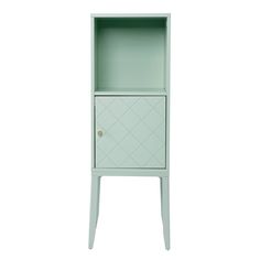 a green cabinet with an open drawer