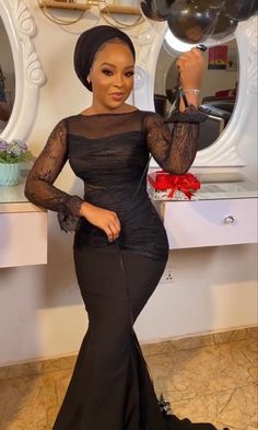 Lace And Plain Asoebi Styles, Black Asoebi, Plain Black Long Dress, African Print Skirt Ankara Styles, Dinner Gown Styles, Lace Gown Styles Nigerian, Nigerian Traditional Dresses, Dinner Gowns