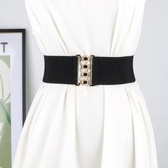 Women's Wide Elastic Waist Belt Fashion Simple Metal Buckle Waistband Corset Cinch Belt Dress Stretchy Belts Cinch Belt, Belt Fashion, Women's Belts, Belt Dress, Belted Dress, Metal Buckles, Waist Belt, Belts For Women, Belts