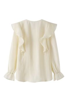 Goodnight Macaroon 'Gwen' Ruffle Long Sleeve Blouse Top (3 Colors) Long Sleeves Button Closure Round Neck Measurements: S - Chest 98cm, Length 65cm, Sleeve 59cm M - Chest 102cm, Length 66cm, Sleeve 60cm L - Chest 106cm, Length 67cm, Sleeve 61cm Machine cold and gentle cycle or hand wash cold Lay flat to dry / do not tumble dry Iron on a low heat setting If you are unsure or need assistance selecting the proper size or color, please contact our Customer Services team and they'll be more than happ Ruffle Long Sleeve Blouse, Ruffle Long Sleeve, Oversized Denim Jacket, Pink Beige, Blouse Top, Exclusive Collection, Lay Flat, Sleeve Blouse, Denim Jacket