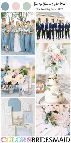 the color scheme for this wedding is blue and white