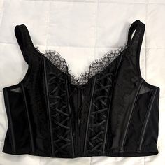 Lg Victorias Secret Lace Corset Top New With Tags Black Corset With Lace Trim For Night Out, Black Underwire Corset, Black Lace Trim Corset For Night Out, Lace Corset Top, Lace Corset, Corset Top, Women's Intimates, Victoria Secret Pink, Pink Ladies