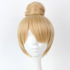 Item Function: 1. Good Quality: Gold Tone wigs for women with stylish design and outstanding looking. Made of heat resistant synthetic fiber, soft touch, and natural looking, just like your own real hair. Wigs for women with very stylish designs and pretty looking, make you more beautiful and confident, you will get tons of compliments with this cute wig. The comfortable wig cap with 2 adjustable straps, you can adjust its size to fit your head. The size fits most people. 2. Breathable Net: Brea Cap Short Hair, Tinker Bell Cosplay, Blonde Bun, Cheap Wigs, Hair Wigs For Women, Halloween Wigs, Quality Wigs, Fancy Dress Accessories, Short Blonde