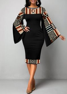 Skandinavian Fashion, Flare Long Sleeve, Women Long Sleeve Dress, Body Con Dress, African Design Dresses, Latest African Fashion Dresses, African Dresses For Women, Slim Fit Dresses, African Wear