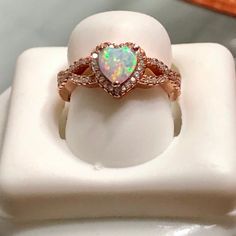 Sterling Silver 925 Opal Infinity Halo Rose Gold Cz Lab Created Opal Halo Rose Gold .6x6 Mm Center Stone Opal. Engagent Ring Wedding Ring Promise Ring Rhodium For Anti Turnish .Woth Gift Box Included Lotus Engagement Ring, Opal Promise Ring, Coquette Jewelry, Rose Gold Opal Ring, Cute Engagement Rings, Heart Engagement Rings, Engagement Rings Opal, Instagram Theme, Cute Rings