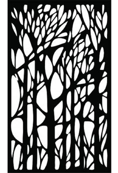 a black and white silhouette of trees with leaves on it's sides, against a white background