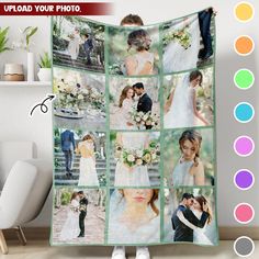 a wedding photo collage with the bride and groom