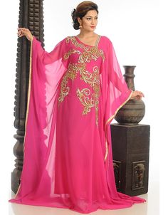 Women Fuchsia Pink Georgette Hand Zari Embroidery Farasha Farasha, Silver, Georgette, Handmade, Fuchsia Pink, Pink, Kaftans, XS, S, M, L, XL, 2XL, 3XL, 4XL, 5XL, 6XL, 7XL:Arabic Attire Pink Resham Embroidery Kaftan For Festivals, Pink Wedding Kaftan With Traditional Drape, Pink Wedding Kaftan For Eid, Pink Traditional Drape Kaftan For Festivals, Traditional Pink Kaftan For Wedding, Pink Resham Embroidery Kaftan For Diwali, Pink Anarkali Kaftan For Festive Occasions, Festive Pink Kaftan For Reception, Traditional Pink Kaftan With Traditional Drape