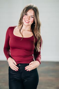 This t-shirt with a U- neckline and double-layer fabric for a smooth and structured fit. It's made with RD Style’s signature Contour — luxe, ultra-flattering fabric coveted for its smoothing effect and second-skin feel. Essential for every body.-Long sleeves-Fabric content -94% Nylon, 6% Elastane Plus Size Activewear, Team Apparel, Tee Dress, Black Crop Tops, Summer Essentials, Second Skin, Outerwear Jackets, Double Layer, Sweater Top