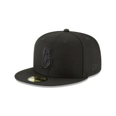 Sport meets fashion. The Seattle Mariners Basic 59FIFTY Fitted Cap features an embroidered Mariners logo at the front panels with the MLB Batterman logo at the rear and a gray undervisor. Solid Color Snapback Fitted Hat For Streetwear, Casual Brimmed Fitted Hat For Baseball Season, Casual Black Brimmed Fitted Hat, Classic Hats For Streetwear, Black Casual Brimmed Fitted Hat, Baseball Cap For Streetwear, Fitted Black Baseball Cap With Embroidered Logo, Black Fitted Hats For Sports Events, Casual Brimmed Fitted Hat For Streetwear