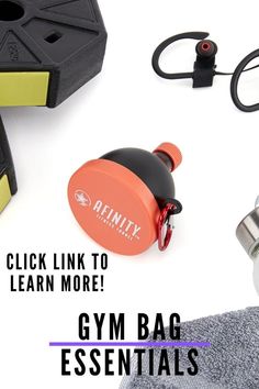 the gym bag essentials are laid out next to each other