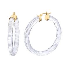 Instyle Hoops in Clear | Gold & Honey | Wolf & Badger Instyle Magazine, Hoop Design, Silver Paint, Handcrafted Accessories, Stylish Watches, Metal Earrings, High Quality Jewelry, Gold Plated Sterling Silver, Diamond Cut