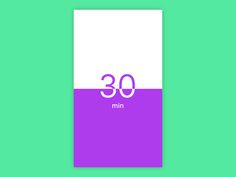 a purple and white poster with the number 30 on it's back side, in front of a green background