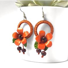 B101ugorgeous Handcrafted+ Handmade Rust Leather Earrings Destined 2 Elevate Any Outfit! So Gorg-Obsessed! Teardrop Earrings Gold, Natural Turquoise Stone, Flower Ear, Stone Dangle Earrings, Pearl Dangle Earrings, Thread Earrings, Fall Earrings, Paper Jewelry, Pearl Earrings Dangle