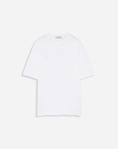 CLASSIC LANVIN PARIS EMBROIDERED T-SHIRT OPTICAL WHITE | Lanvin Paris Logo, Germany And Italy, Airport Fashion, Cotton Embroidery, Embroidered Tshirt, Cashmere Scarf, Cut And Color, Lanvin, Jersey T Shirt