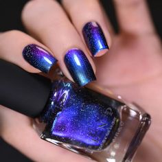 Shockwave (H) - Vivid Blue to Purple Holographic Ultra Chrome™ Nail Polish by ILNP Chromatic Nails, Sparkling Nails, Ilnp Nail Polish, Sparkle Nail Polish, Chrome Nail Polish, Purple Holographic, Pretty Nail Polish, Chrome Nail, Holographic Nail Polish