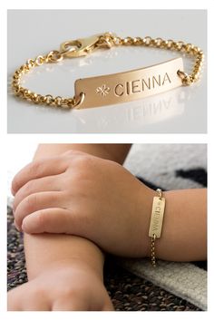 Personalized Kids Bar Bracelet comes in 14k gold fill or Sterling Silver. LEILA Jewlery Adjustable Nameplate Jewelry With Engraving Option, Metal Bracelets For Wedding And Mother's Day, Customizable Gold Metal Charm Bracelet, Personalized Yellow Gold Metal Bracelets, Gold Nameplate Chain Bracelet With Name, Rectangular Engraved Gold Bracelet Gift, Personalized Yellow Gold Metal Bracelet, Personalized Gold-tone Bracelets As A Gift, Personalized Gold Name Bracelet With Adjustable Chain