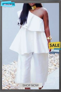 Plus Size Women's Style Loose Top Wide Leg Pants Two-piece Set Chic Two-piece Summer Pantsuit, Summer Wide Leg Pantsuit For Day Out, Summer Wide-leg Pantsuit For Day Out, Chic Spring Pantsuit, Two-piece Set, Chic Spring Pantsuit Two-piece Set, Chic Spring Two-piece Pantsuit, White Pant Set For Workwear In Summer, White Pant Set For Summer Workwear, Chic Two-piece Jumpsuit And Rompers For Spring