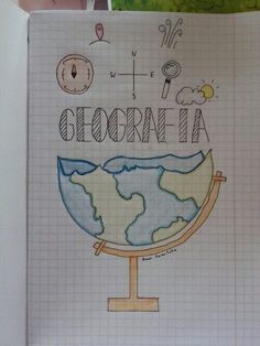 an open notebook with the words gloorin - fi written on it and a drawing of a globe