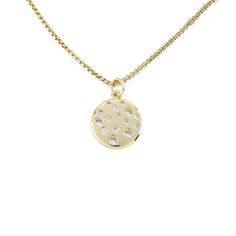 The DALMATIAN NECKLACE which is made of 1mm wide 18k gold plated Stainless steel chain with 18K gold plated sterling silver with encrusted zirconia charm. Gold Cubic Zirconia Medallion Necklace, Gold Byzantine Round Necklace, Silver Byzantine Medallion Necklace, Elegant Gold-tone Medallion Charm Necklace, Yellow Gold Cubic Zirconia Charm Necklace, Tarnish Resistant, Polish Jewelry, Necklace Sizes, Dalmatian, Steel Chain