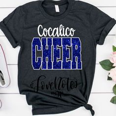 Cheer Team, Team Pride, School Spirit, Cheer Mom, Cheerleading Squad Shirt, School Colors, Tumbling, Dance, Unisex Fit Glitter Tee Shirt Unisex Fit Tee (Shown in CHARCOAL BLACK) Colors are customizable. Glitter Vinyl (ROYAL BLUE shown.) All materials used are high quality, professional grade. CURRENT TURNAROUND TIME IS 1-2 weeks!! Casual Glitter Print Tops For Cheerleading, Black Glitter Print Tops For Cheerleading, Short Sleeve Top With Glitter Print For Cheerleading, Short Sleeve Glitter Print Top For Cheerleading, School Spirit Glitter Print Short Sleeve Top, School Spirit Short Sleeve Top With Glitter Print, Short Sleeve Tops With Glitter Print For School Spirit, Team Spirit Crew Neck Top With Glitter Print, Black Glitter Print T-shirt For Cheerleading