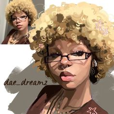 an image of a woman with glasses and afro hair