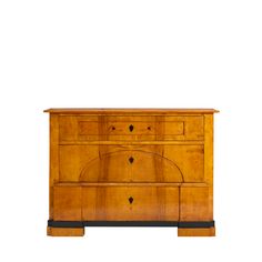 Rene Chest. A wooden chest with 1 skinny top drawer and 2 drawers below. It has a black stripe just above the feet of the chest Biedermeier Fashion, Biedermeier Cabinet, Fine Art Lighting, Victorian Chest Of Drawers, Biedermeier Furniture, 1920s Chest Of Drawers, Console Desk, Ottoman Coffee, Ottoman Coffee Table