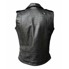 Explore new men's crocodile leather biker vest in black. Genuine leather vest with crocodile print sleeves. Sleeveless waistcoat for bikers. - Free shipping on all our leather vests. - Fully lined in cool satin finished polyester for added comfort and warmth. - Made from crocodile print cow leather. - All accessories are original YKK. - Full-length YKK zip number 10. - 3 zipped pockets. - 1 press-stud front pocket. - Shoulder epaulets. - It takes approximately seven business days to complete each sheep leather vest. - You will receive a similar leather vest shown in the picture. - Once the order is placed, we will message you to confirm the size. Discover the everlasting charm and practicality of the black crocodile print leather biker vest for men, showcasing exceptional craftsmanship and Steampunk Vest, Leather Biker Vest, Attractive Style, Black Leather Biker Jacket, Biker Vest, Leather Jacket Style, Vintage Biker, Crocodile Print, Biker Leather