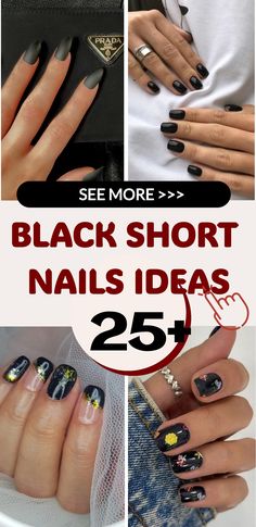 Enhance your style with chic black short nails that exude sophistication! Our expert nail techs will shape and polish your nails flawlessly for a standout manicure. Versatile and classy, black short nails complement any outfit, day or night. Elevate your nail game with the sleek charm of black short nails for an on-trend look full of elegance and style.