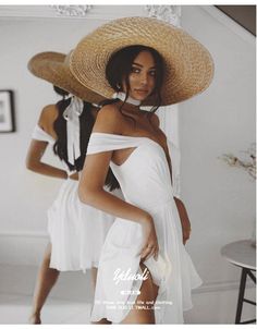 Wide brim straw hat | Fashionsarah.com | Black | Stylish Hat | #description# Janice Joostema, Short Wedding Dress Beach, Faviana Dresses, Wide Brim Straw Hat, Celebrity Wedding Dresses, Summer Straw Hat, White Sundress, Boater Hat, Straw Hats