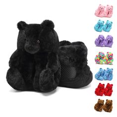 PRICES MAY VARY. 【Teddy Bear Slippers Size】:Teddy Bears Slippers all-inclusive design, suitable for women size 5.5-9.5, men size 5.5-8.5. Teddy Bear slippers may feel a bit snug at first and then they will stretch a little to a customized fit after several wearing them. Easy slip-on slippers, Breathable, Non-Slip, Warm, Wear-resistant, Shock Absorption. 【Teddy Bears Slippers Design】: The overall design is a naive plush teddy bear image design. The cute teddy bears' fur is super soft to the touch Care Bear Slippers, Cute House Shoes, Teddy Slippers, Christmas Gifts For Teens, Teddy Bear Slippers, Slippers Design, Slippers Fluffy, Black Teddy Bear, Slippers Cute