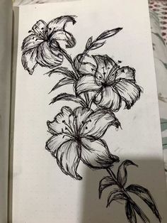 Art Ink Drawing, Drawing Inspo Flowers, Traditional Drawings Sketches, Organic Drawing Ideas, Sketch Flowers Pencil, Biro Drawing Flower, Easy Sketches Of Flowers, Overlapping Drawing Ideas, Sketch Book Flower