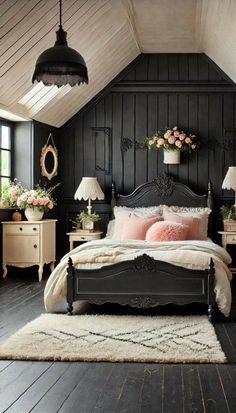 Luxury Bedroom Furniture, Modern Luxury Bedroom, Style Cottage, Black Bedroom, Bedroom Black, Dreamy Bedrooms, Bedroom Refresh, Master Bedrooms Decor, Black Walls