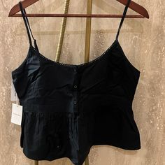 Size M; Never Worn. Couldn’t Return. Cotton Crop Top Tank For Night Out, Cotton Crop Top For Night Out, Cotton Tank Top For Night Out, Black Tops With Adjustable Straps For Loungewear, Black Spaghetti Strap Loungewear Top, Chic Sleeveless Crop Top For Daywear, Cotton Camisole Tops For Night Out, Cotton Spaghetti Strap Tank Top For Night Out, Cotton Tops With Tank Straps For Night Out