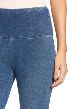 The look of your favorite skinny jeans meets the comfort of stretchy leggings, while a high waist adds just the right amount of control and a perfect fit. Pair them with loungewear on the weekends or dressier pieces for a night out on the town. 28" inseam; 9" leg opening; 11" front rise; 15" back rise (size Medium) Pull-on style 95% cotton, 5% spandex Machine wash, line dry Imported Hosiery High Rise Stretch Leggings, Versatile Style, High Waist Stretch Jeggings In Medium Wash, High Waist Stretch Medium Wash Jeggings, Everyday High Waist Medium Wash Jeggings, High Waist Medium Wash Stretch Jeggings, Trendy High Rise Stretch Leggings, Stretch High-rise Pull-on Pants, High Rise Comfort Stretch Versatile Bottoms, Stretch Medium Wash Elastane Bottoms