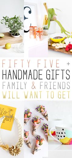 a collage of handmade gifts for family and friends