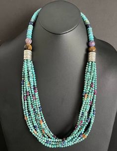 Sterling Silver Multi Strand Multi Stone Turquoise Bead Necklace. 30 inch Best Offers Accepted! Coral Beads Necklace, Ribbon Skirts, Round Bead Necklace, Chunky Necklaces, Fall Fashions, Turquoise Jewelry Native American, Bead Necklaces, Turquoise Bead Necklaces, Jewelry Making Project