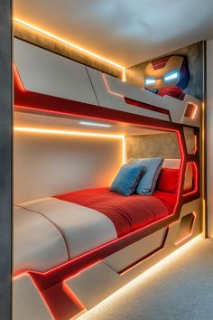 marvel themed bunk bed Superhero Theme Bedroom, Man Decor, Fancy Bedroom, Boy Toddler Bedroom