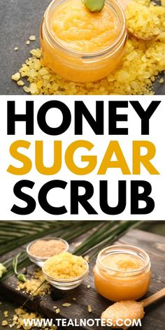 Honey Sugar Scrub Honey Body Scrub Recipes, Homemade Bath And Body Products, Diy Body Scrub Christmas Gift, Diy Truly Products, Christmas Diy Sugar Scrubs, Brown Sugar Face Scrub Diy, Honey Skin Care Diy, Essential Oil Sugar Scrub Recipe, Homemade Face Scrub Exfoliate Natural