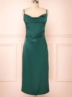 Fabric: SatinBuilt with Bra: YesSilhouette: SheathHemline/Train: Tea LengthNeckline: Spaghetti StrapsSeason: Fall, Summer, SpringSleeve Length: SleevelessEmbellishments: RuchingWaist: NaturalBack Details: Zipper Tea Length Bridesmaid Dresses, Boutique 1861, Princess Ball Gowns, Long Sleeve Evening Dresses, Midi Slip Dress, Grad Dresses, Social Gathering, Satin Slip, Satin Slip Dress