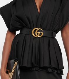 Finish your outfits on a sophisticated note with this black belt from Gucci. This calf leather piece cements its luxury status with the brand's iconic GG hardware front and center, shining bright in gold-toned metal. Style it with anything from denim to a luxe, languid silk skirt..Color of fastening: antique gold.Comes with dust bag.Made in Italy.Material: calf leather.Width 4cm-1.5'.Buckle width 5,5cm-2' Gucci Designer Belt Buckles For Business, Gucci Elegant Business Belt, Elegant Gucci Leather Belt, Elegant Gucci Belt For Business, Gucci Black Belt Buckles With Removable Belt, Luxury Gucci Belt Buckles, Modern Gucci Belt For Formal Wear, Modern Gucci Belts For Formal Occasions, Modern Black Belt Buckles For Evening