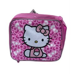 Adorable and eye catching lunch bag featuring Hello Kitty in a pink world of blossom bows. Size approx 9"W x 7"H x 3"D Hello Kitty Favors, Hello Kitty Lunch Bag, Hello Kitty Lunch, Hello Kitty School, Hello Kitty Merchandise, School Lunch Bag, Walpaper Hello Kitty, Kitty Clothes, Hello Kitty Clothes