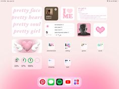 a pink web page with many different stickers on the screen and an image of a man's face